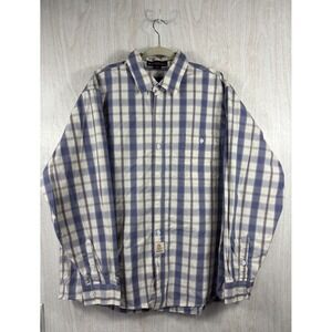 Bocomal FR Shirt Mens 2XL Blue Plaid Flame Resistant CAT2 Heavy Cotton Workwear